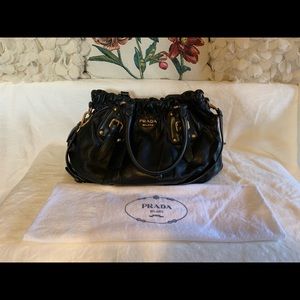 Prada Black Soft Calf Leather Shopping Tote